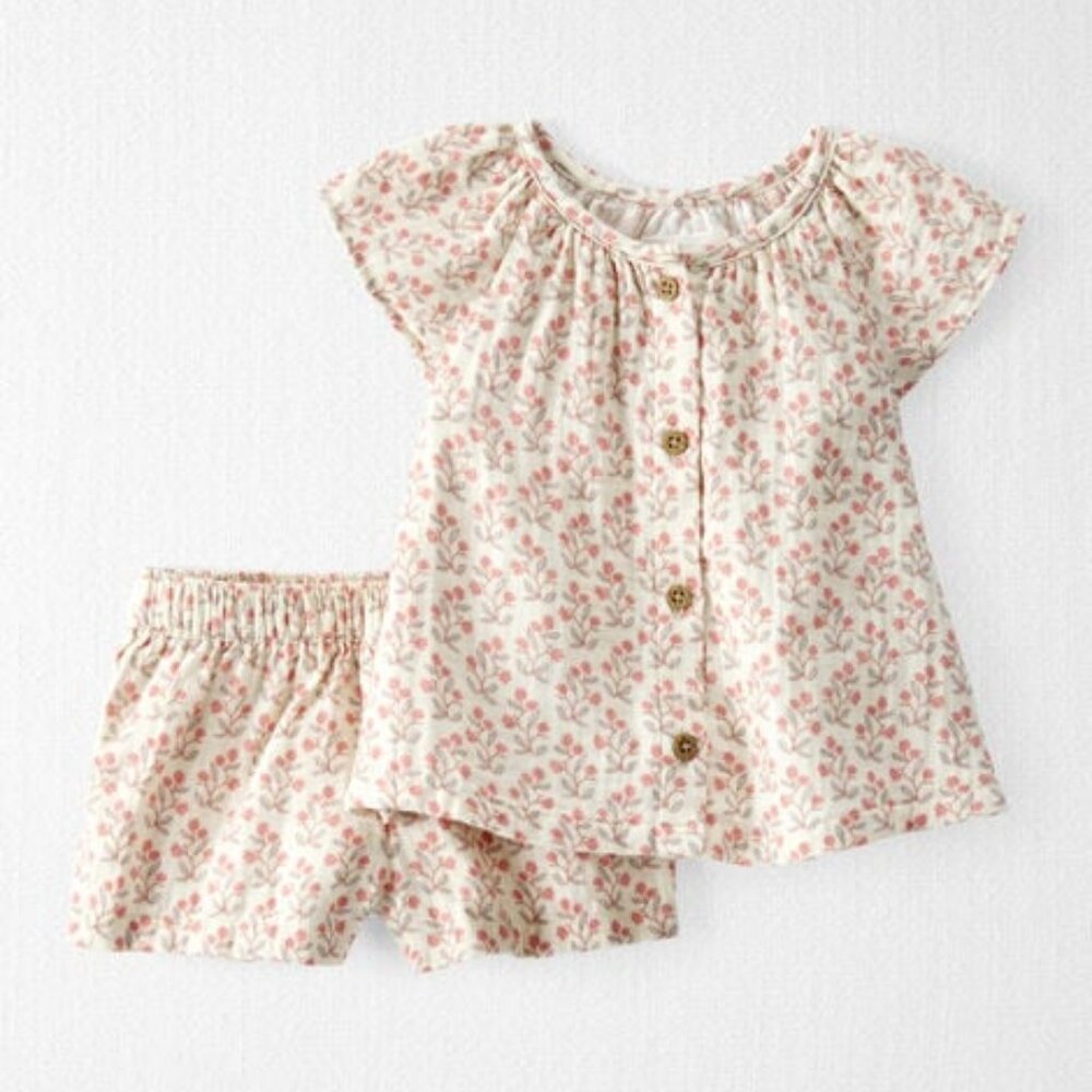 Organic Little Planet Girl 2-Piece Organic Cotton Gauze Floral-Print Set (24m)